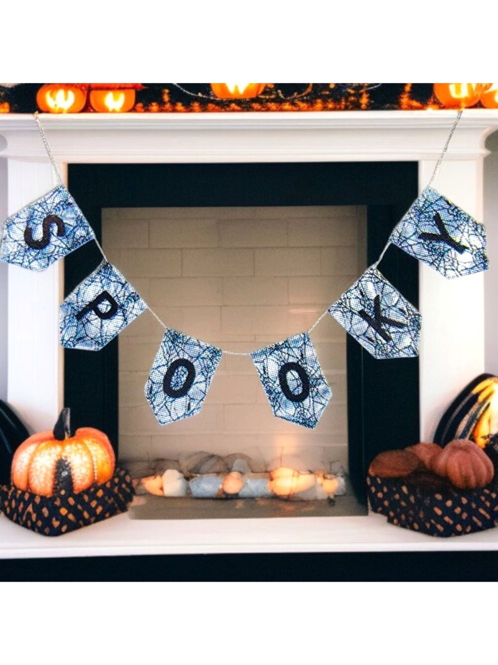 Spooky Garland Halloween Black Spider Web Design Doorway Bunting Banner 6 Ft